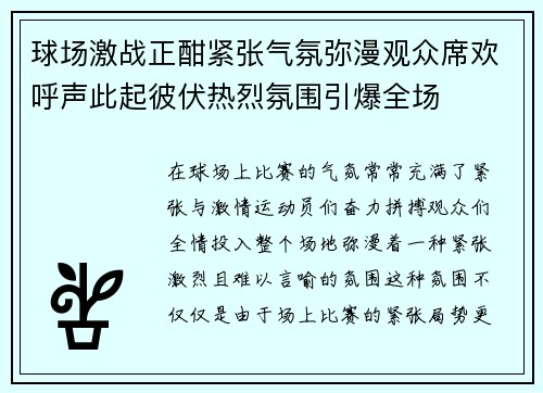 球场激战正酣紧张气氛弥漫观众席欢呼声此起彼伏热烈氛围引爆全场